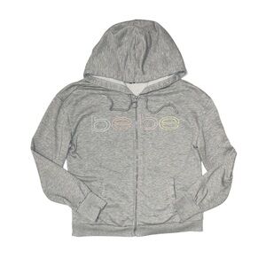 BEBE Women's Grey Full Zip Hoodie X-Large